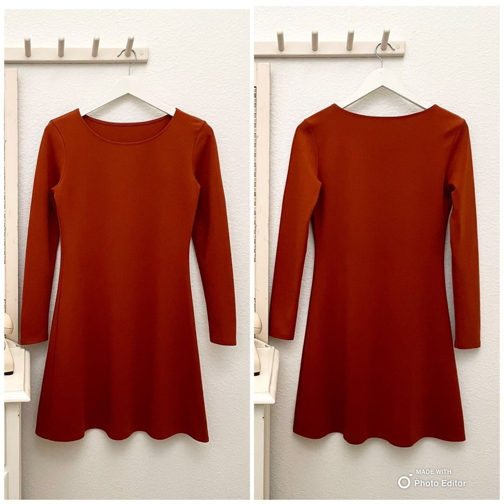 American Apparel Ponte Jersey A-line Long Sleeve, Tunic Midi Dress Large…